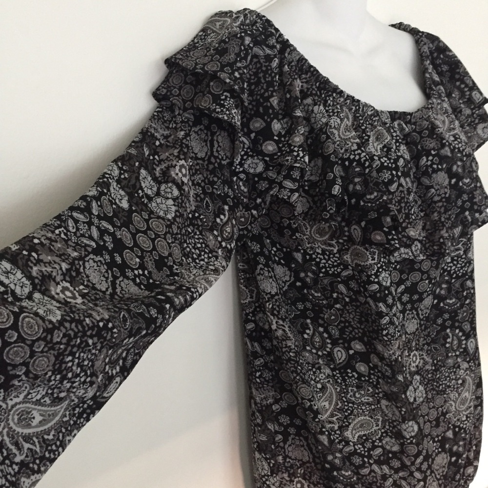 NWT Michael Kors Long Sleeve Paisley Print Top Size Small